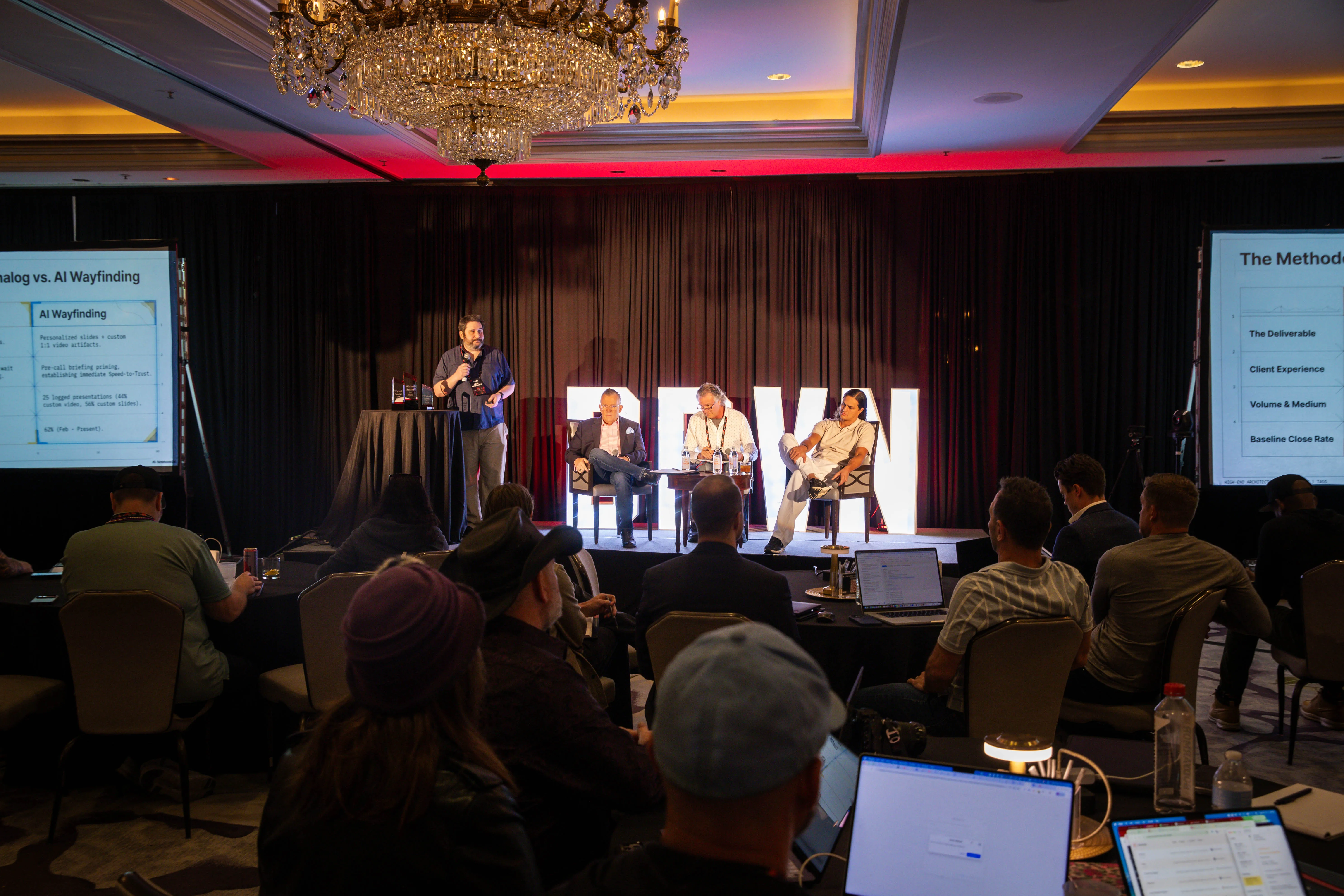 Neal McSpadden presenting on stage